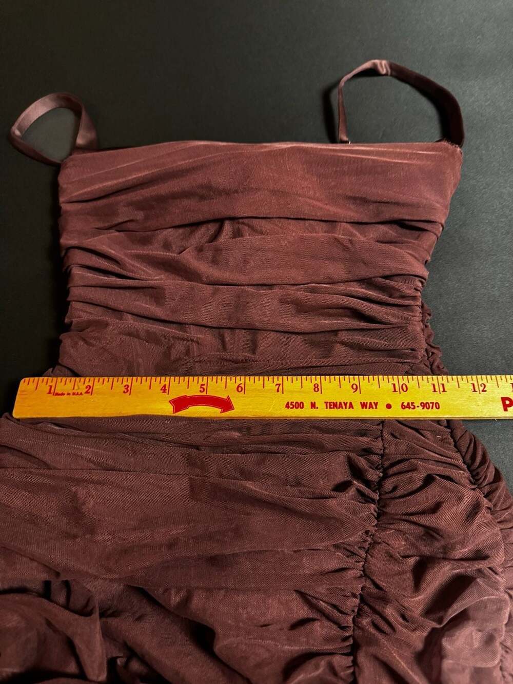 House of CB Lulu Chocolate Ruched Mesh Maxi Dress Size S Regular Cup (A-C) - Picture 8 of 9